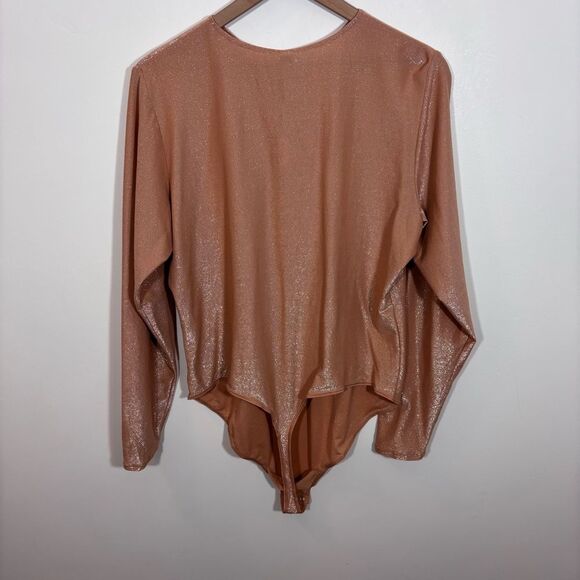SKIMS Shimmer Long Sleeve Bodysuit Ochre Size 4x NEW with tags Thong - Picture 8 of 16
